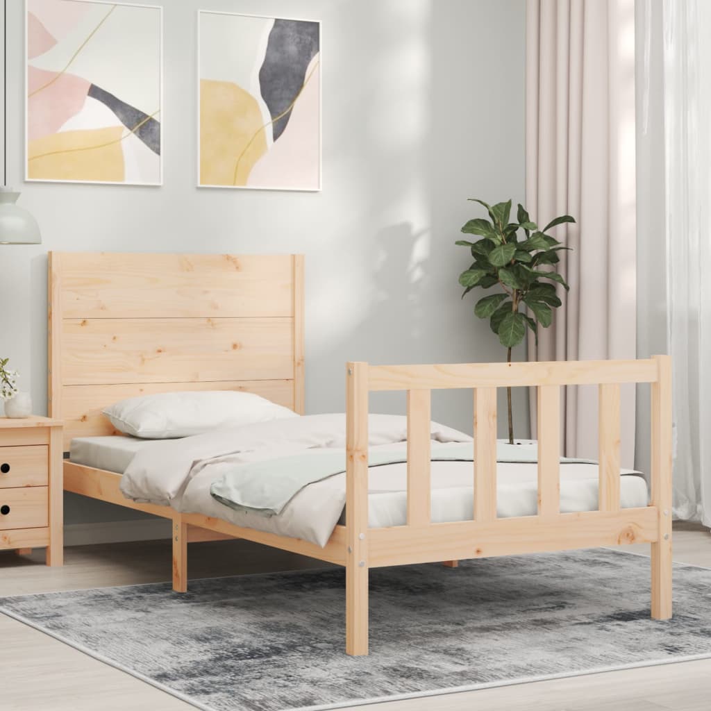 Berkfield Bed Frame with Headboard Single Solid Wood