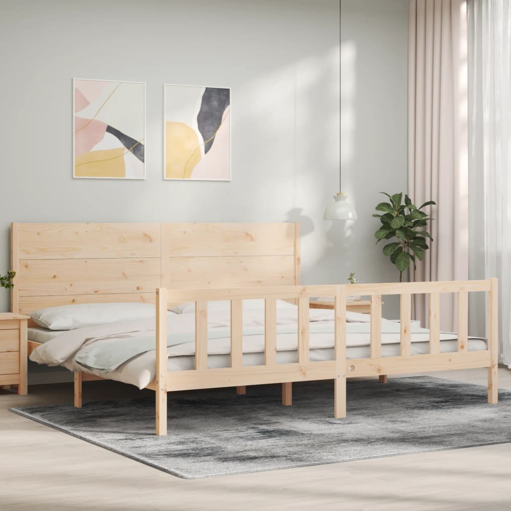 Berkfield Bed Frame with Headboard 200x200 cm Solid Wood