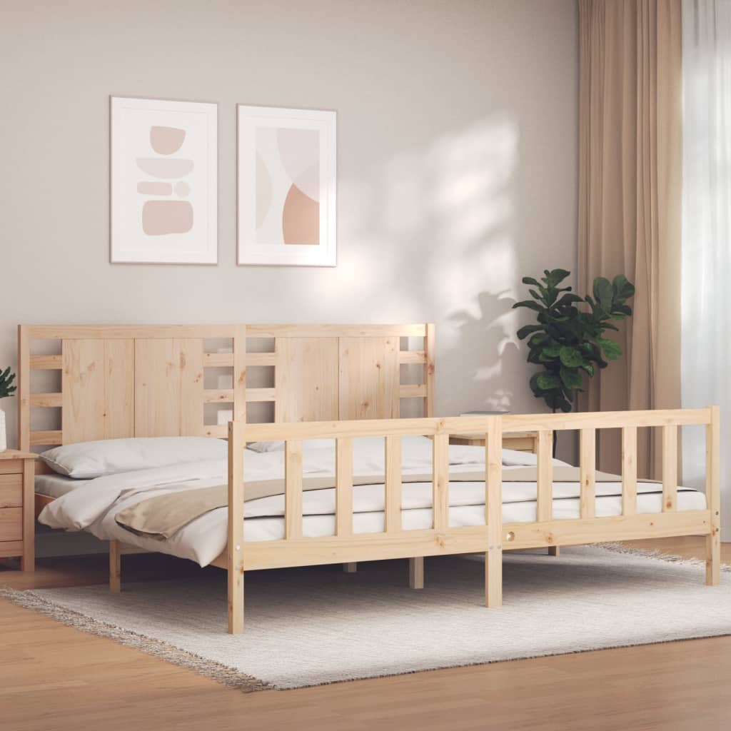 Berkfield Bed Frame with Headboard Super King Size Solid Wood