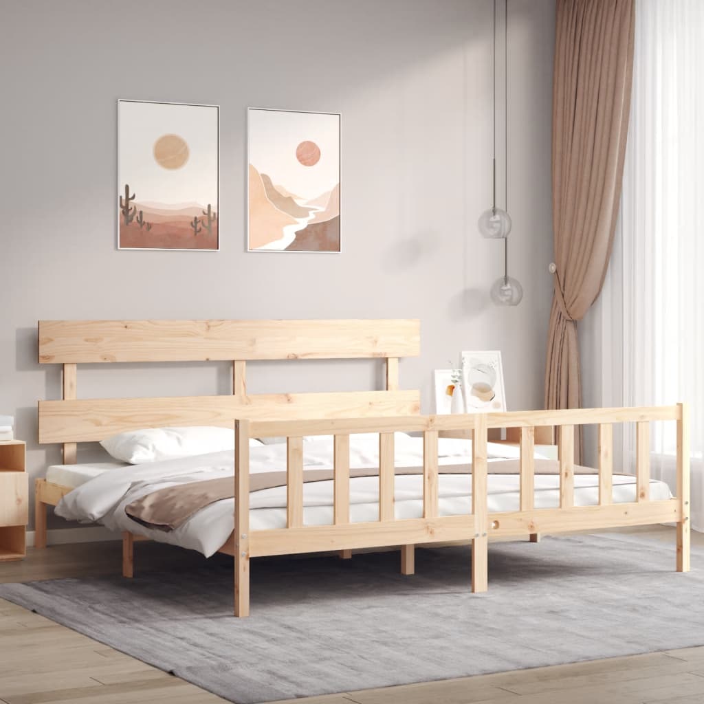 Berkfield Bed Frame with Headboard 200x200 cm Solid Wood