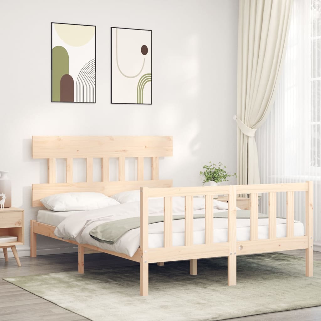 Berkfield Bed Frame with Headboard 140x190 cm Solid Wood