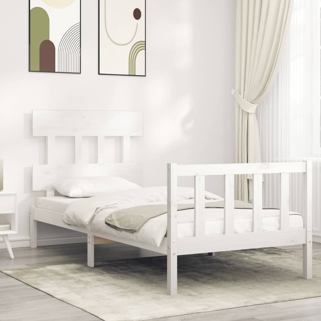 Berkfield Bed Frame with Headboard White 100x200 cm Solid Wood