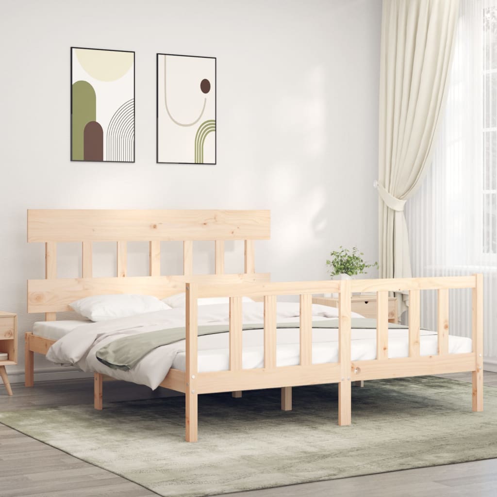 Berkfield Bed Frame with Headboard 160x200 cm Solid Wood