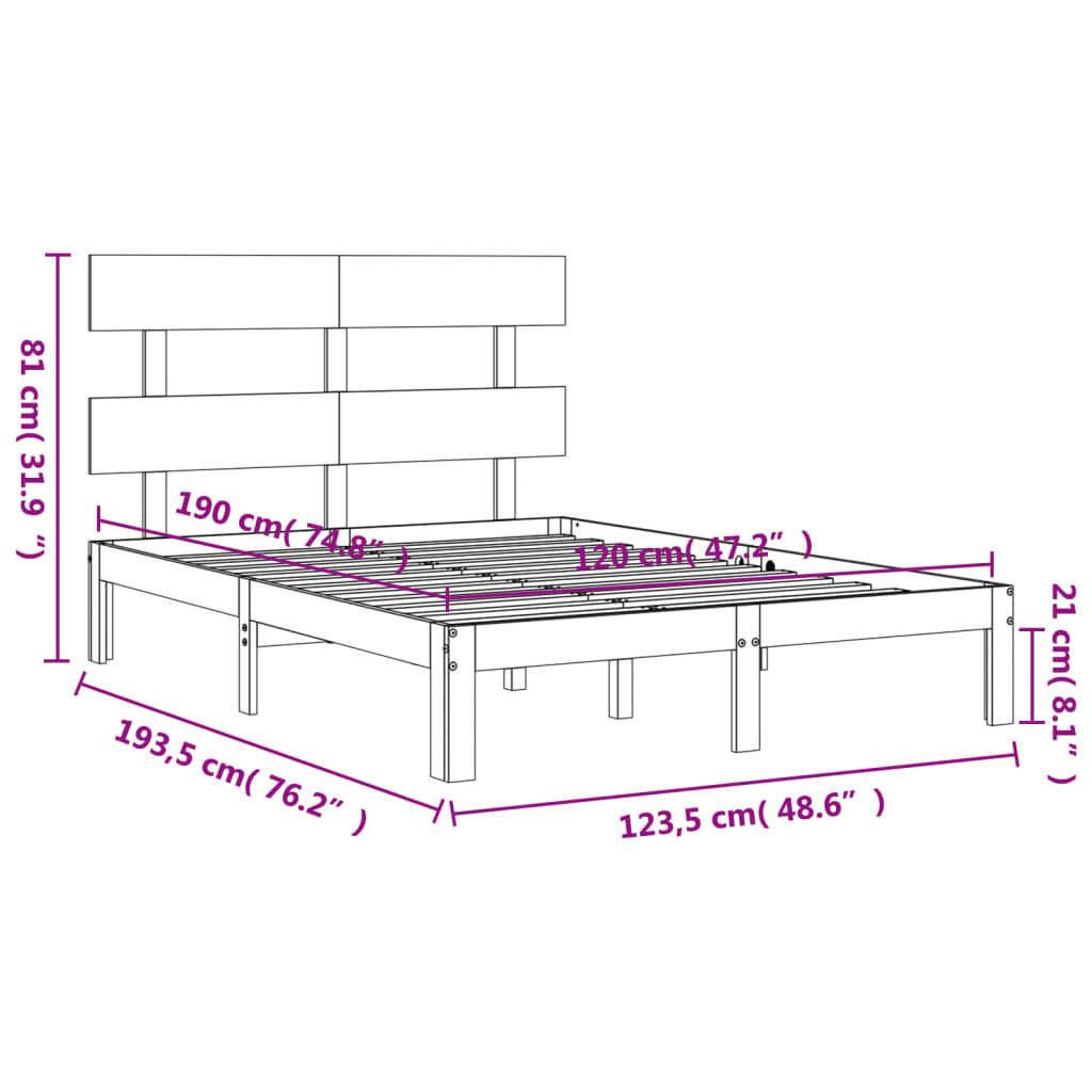 Berkfield Bed Frame with Headboard Honey Brown Small Double Solid Wood