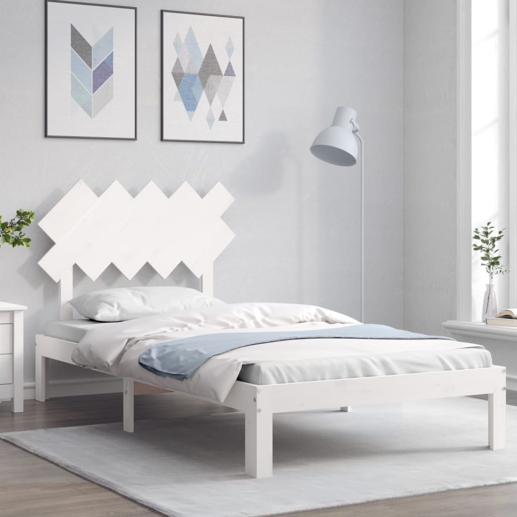 Berkfield Bed Frame with Headboard White 100x200 cm Solid Wood