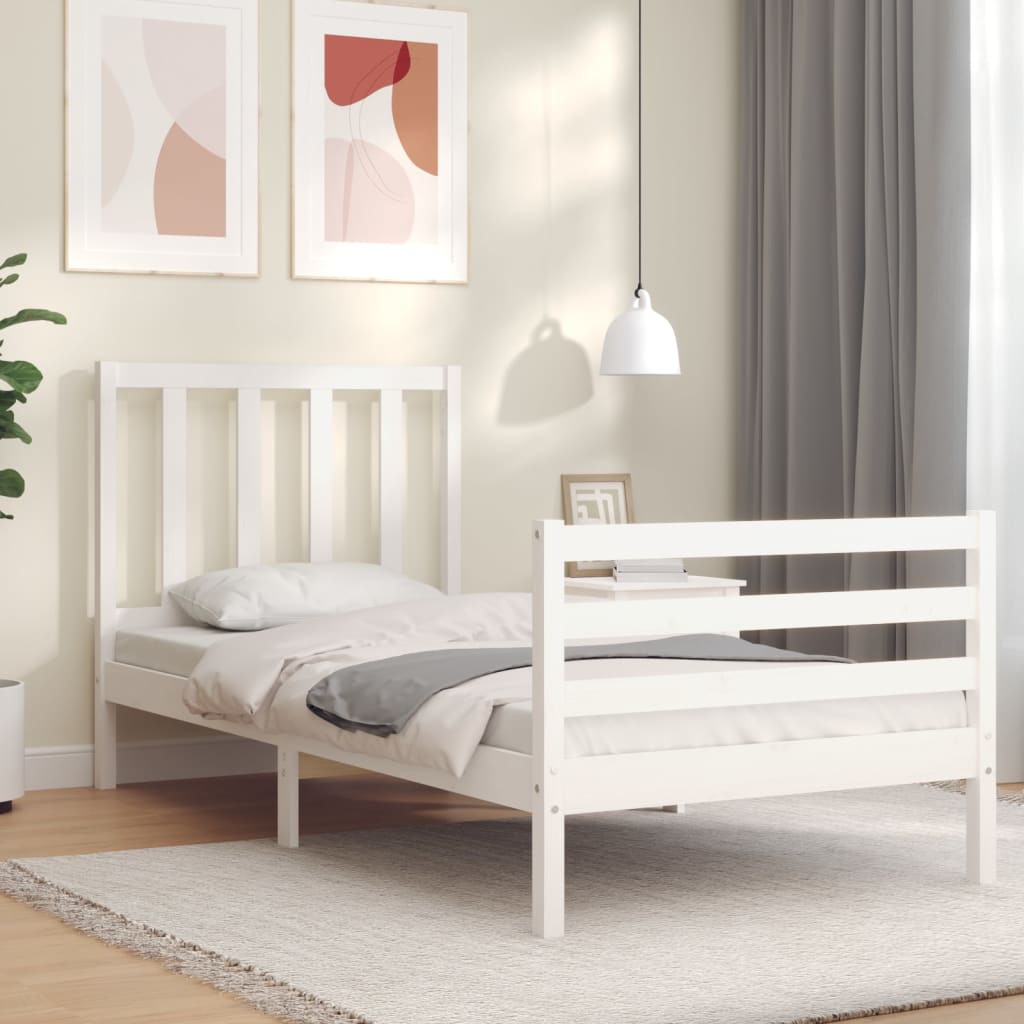 Berkfield Bed Frame with Headboard White 100x200 cm Solid Wood