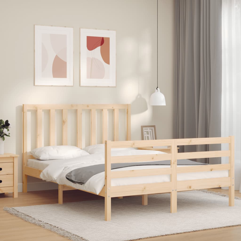 Berkfield Bed Frame with Headboard 140x200 cm Solid Wood