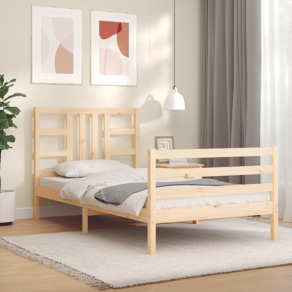 Berkfield Bed Frame with Headboard 100x200 cm Solid Wood