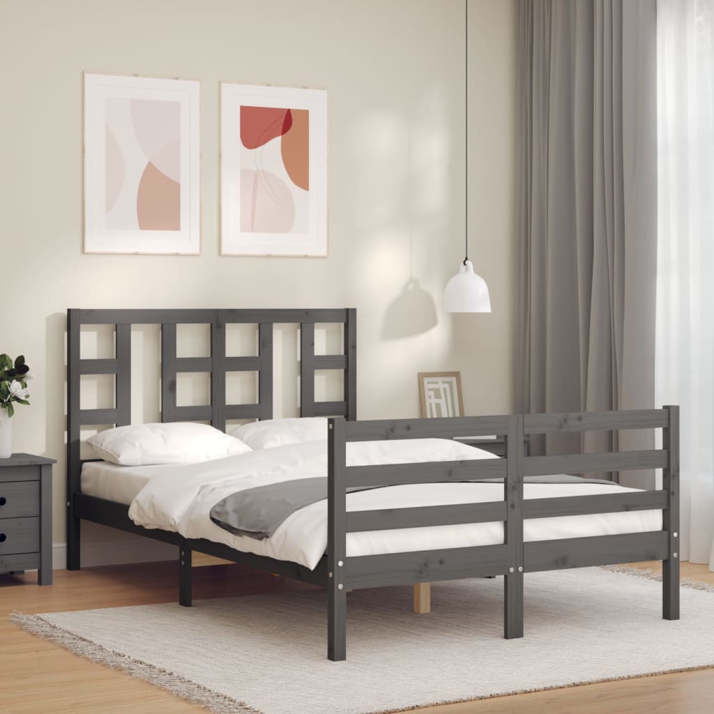 Berkfield Bed Frame with Headboard Grey 120x200 cm Solid Wood