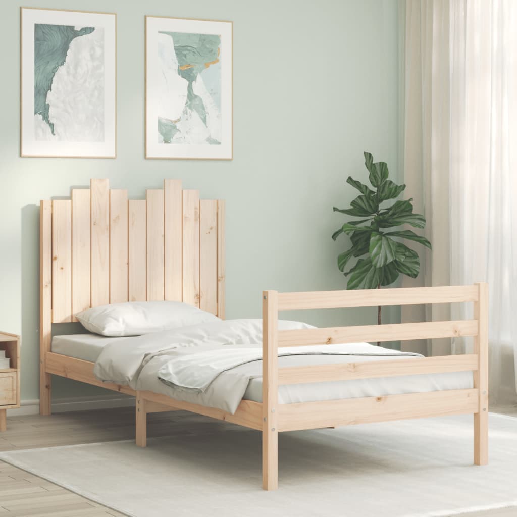 Berkfield Bed Frame with Headboard Single Solid Wood