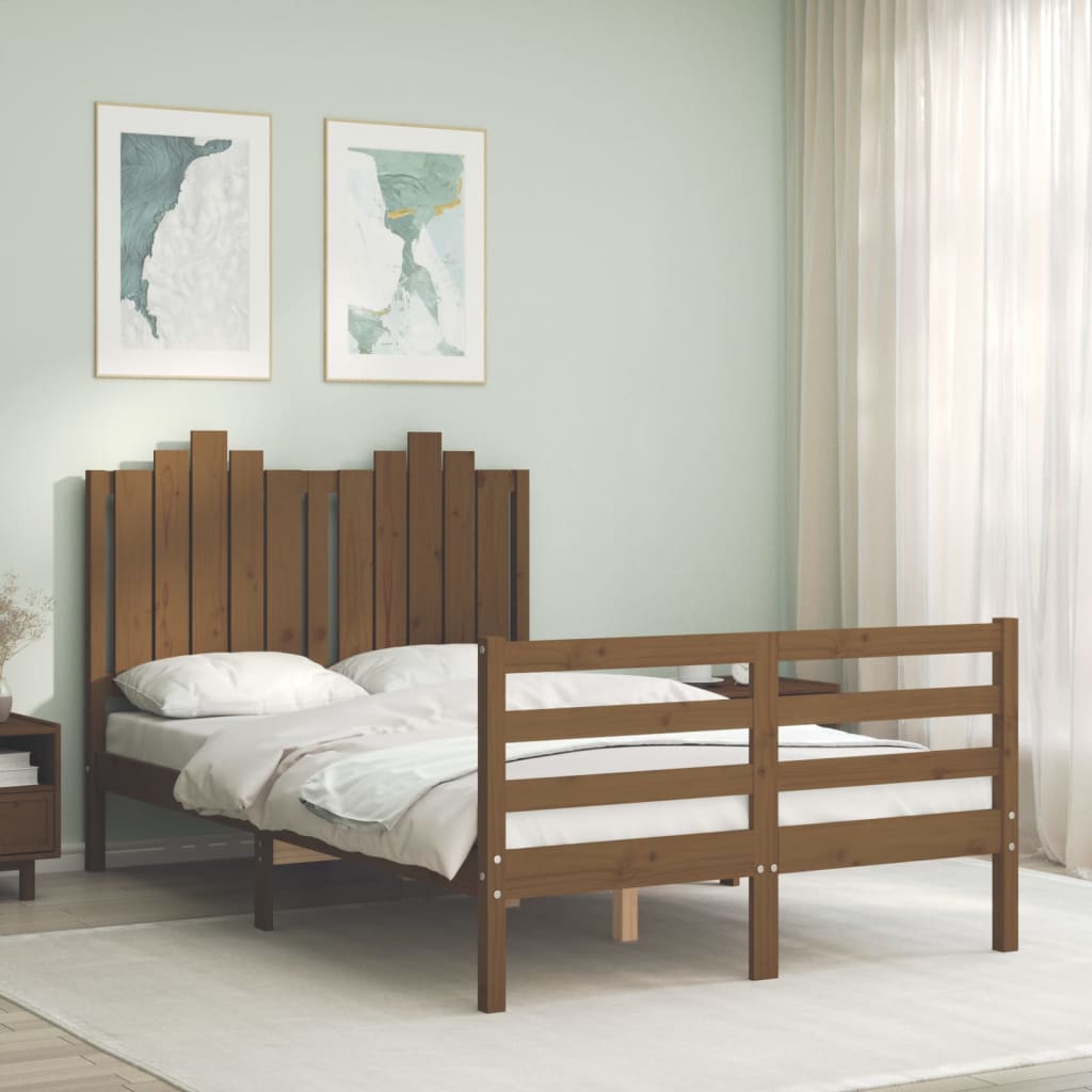 Berkfield Bed Frame with Headboard Honey Brown 120x200 cm Solid Wood