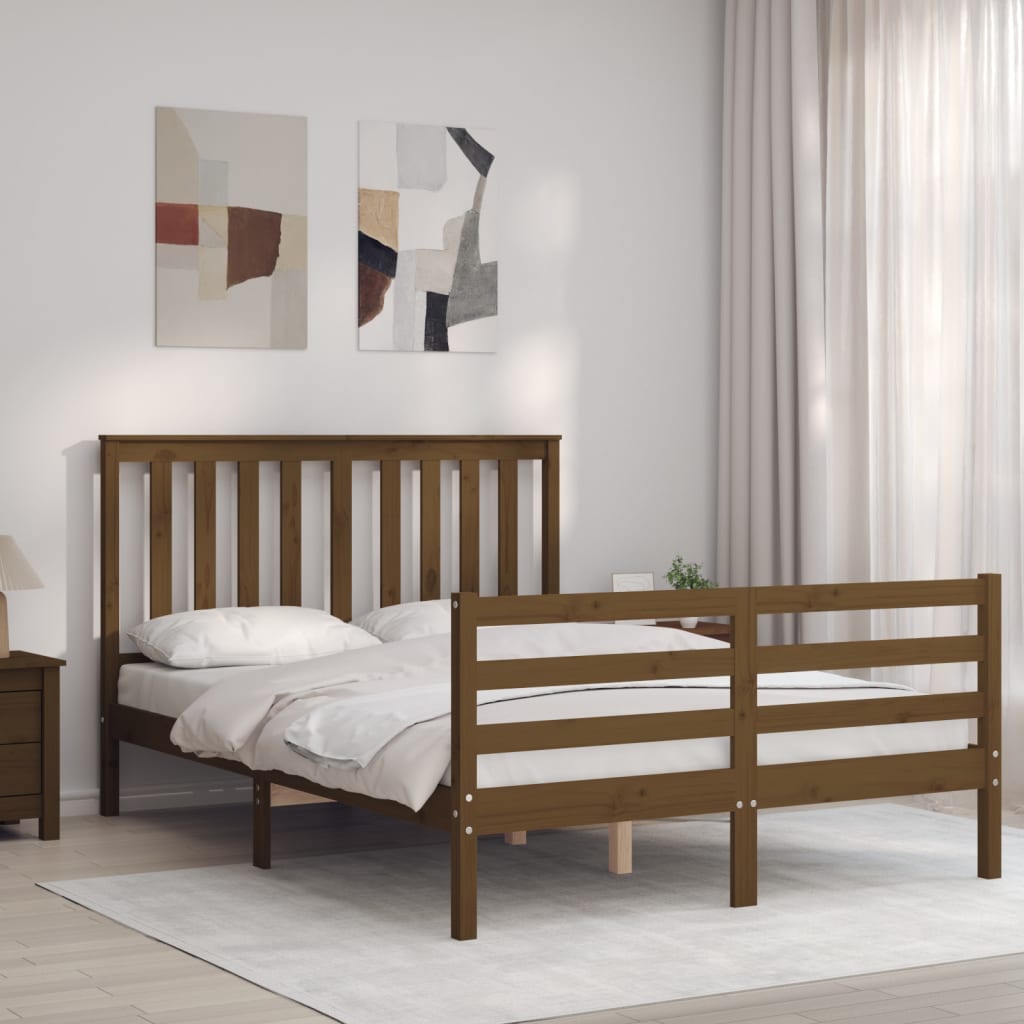 Berkfield Bed Frame with Headboard Honey Brown 120x200 cm Solid Wood