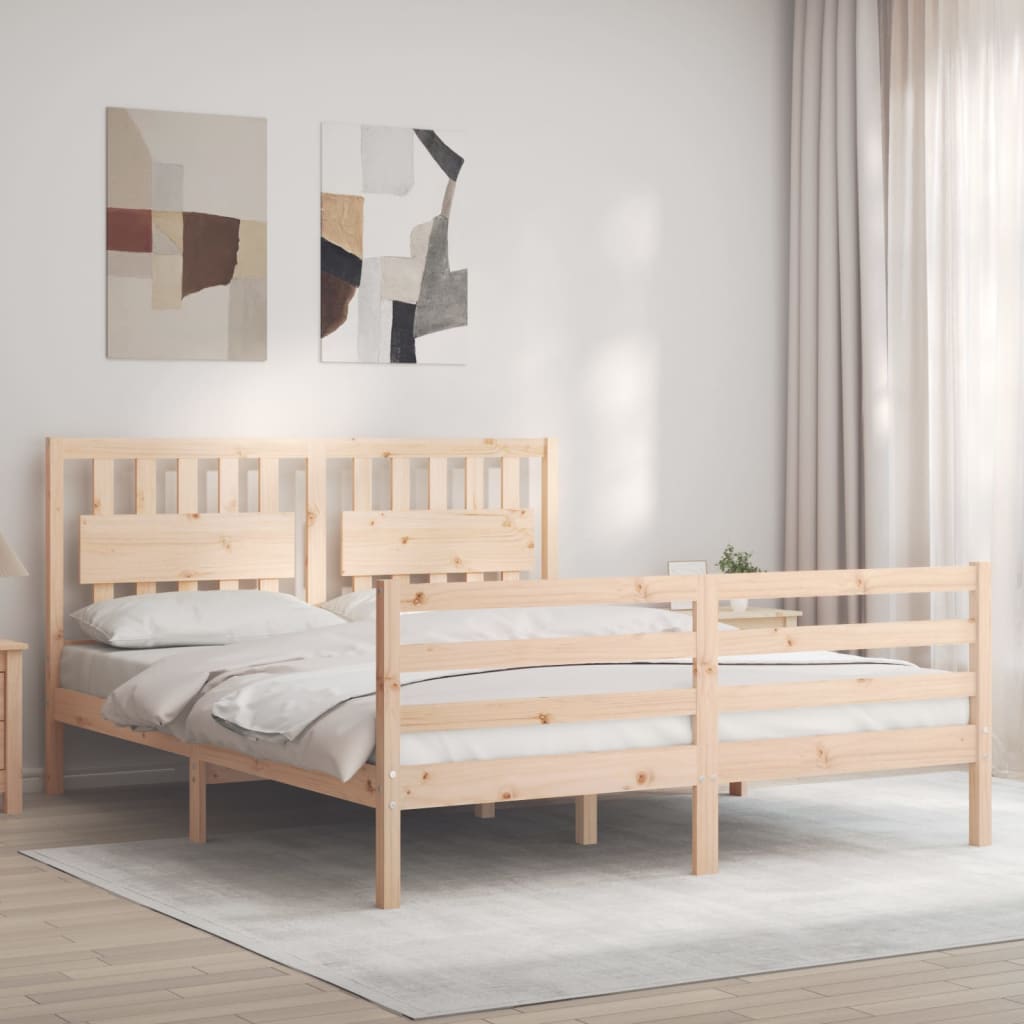 Berkfield Bed Frame with Headboard 160x200 cm Solid Wood