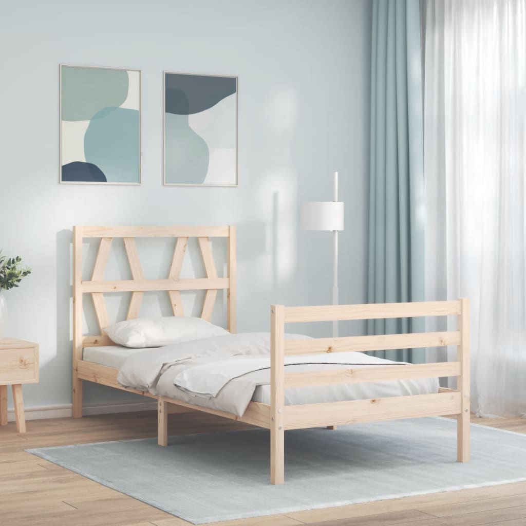 Berkfield Bed Frame with Headboard 100x200 cm Solid Wood