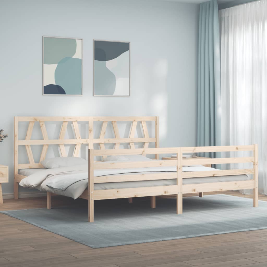 Berkfield Bed Frame with Headboard Super King Size Solid Wood