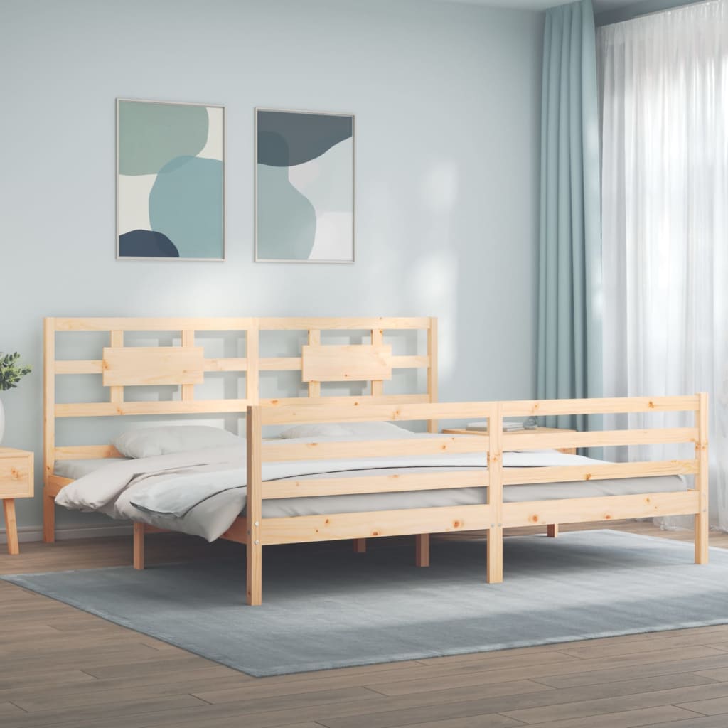 Berkfield Bed Frame with Headboard Super King Size Solid Wood