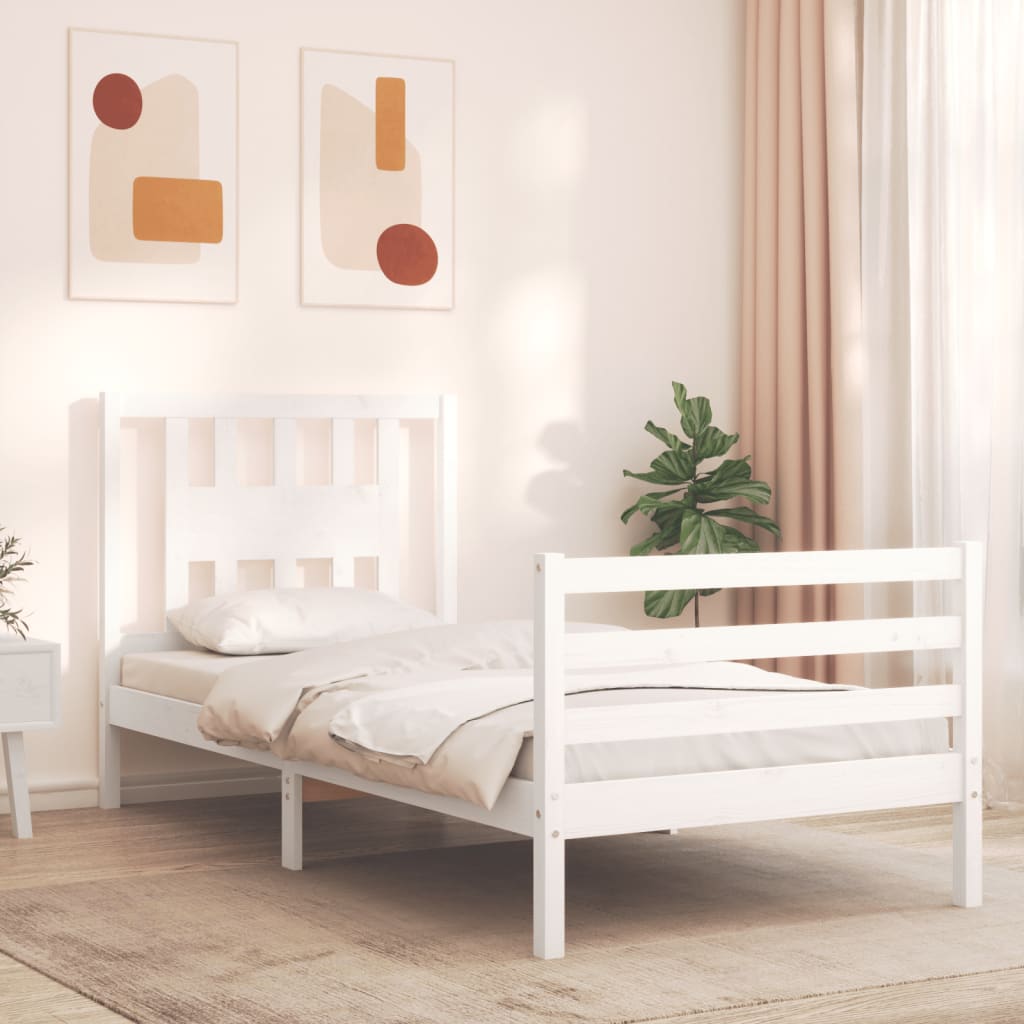 Berkfield Bed Frame with Headboard White 100x200 cm Solid Wood