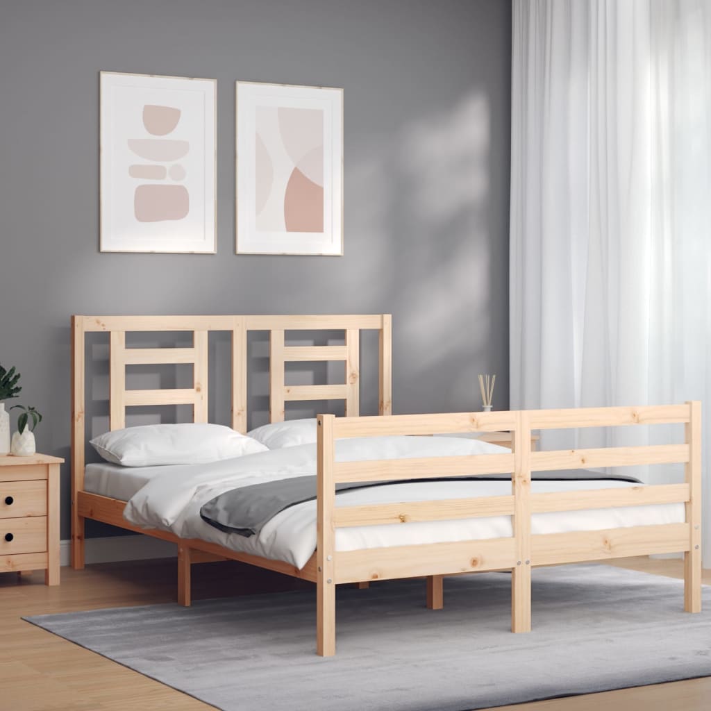 Berkfield Bed Frame with Headboard 140x200 cm Solid Wood