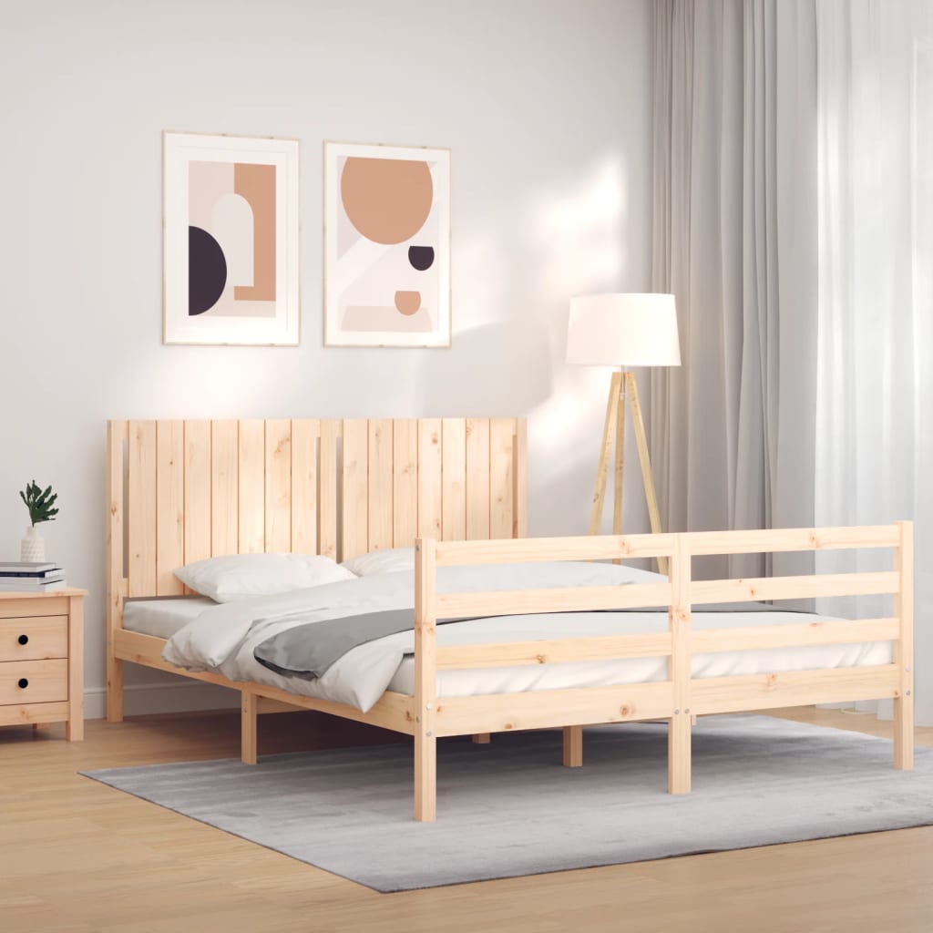 Berkfield Bed Frame with Headboard 160x200 cm Solid Wood
