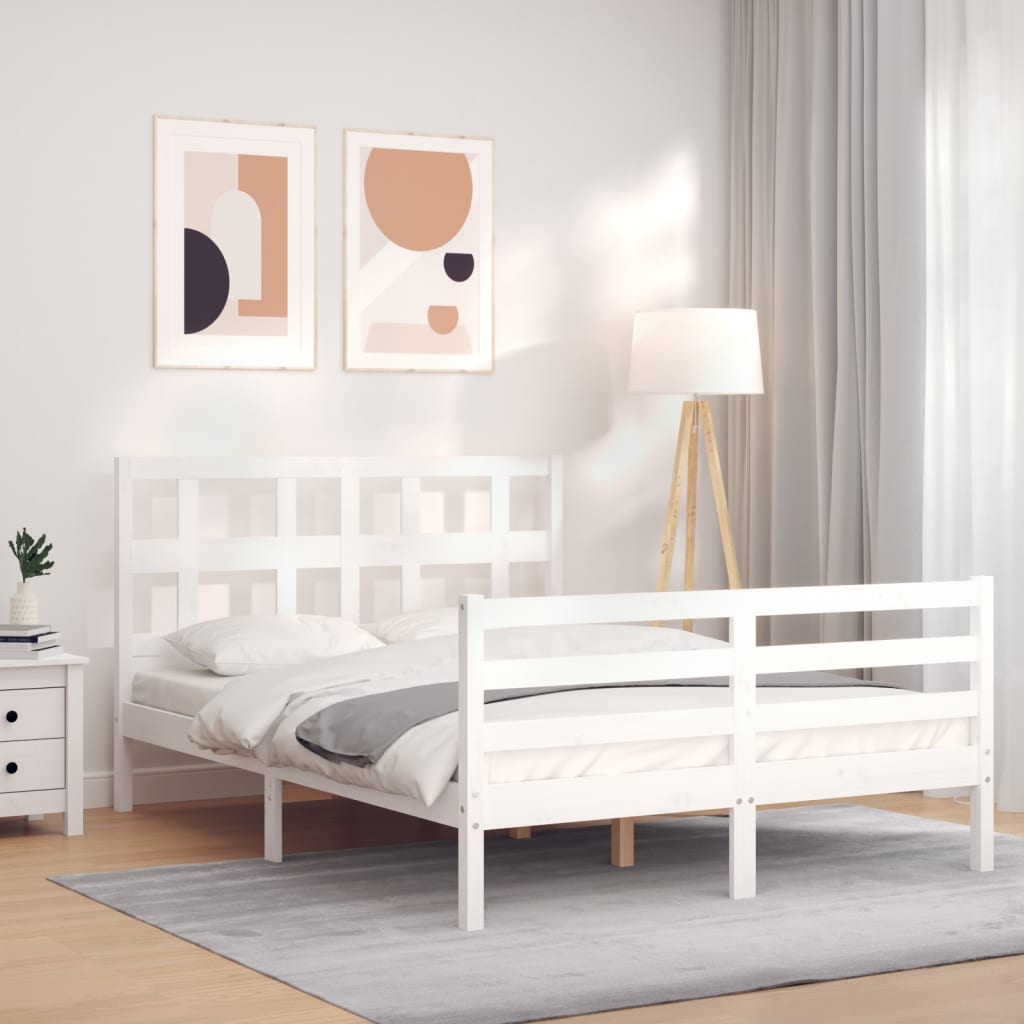 Berkfield Bed Frame with Headboard White 120x200 cm Solid Wood
