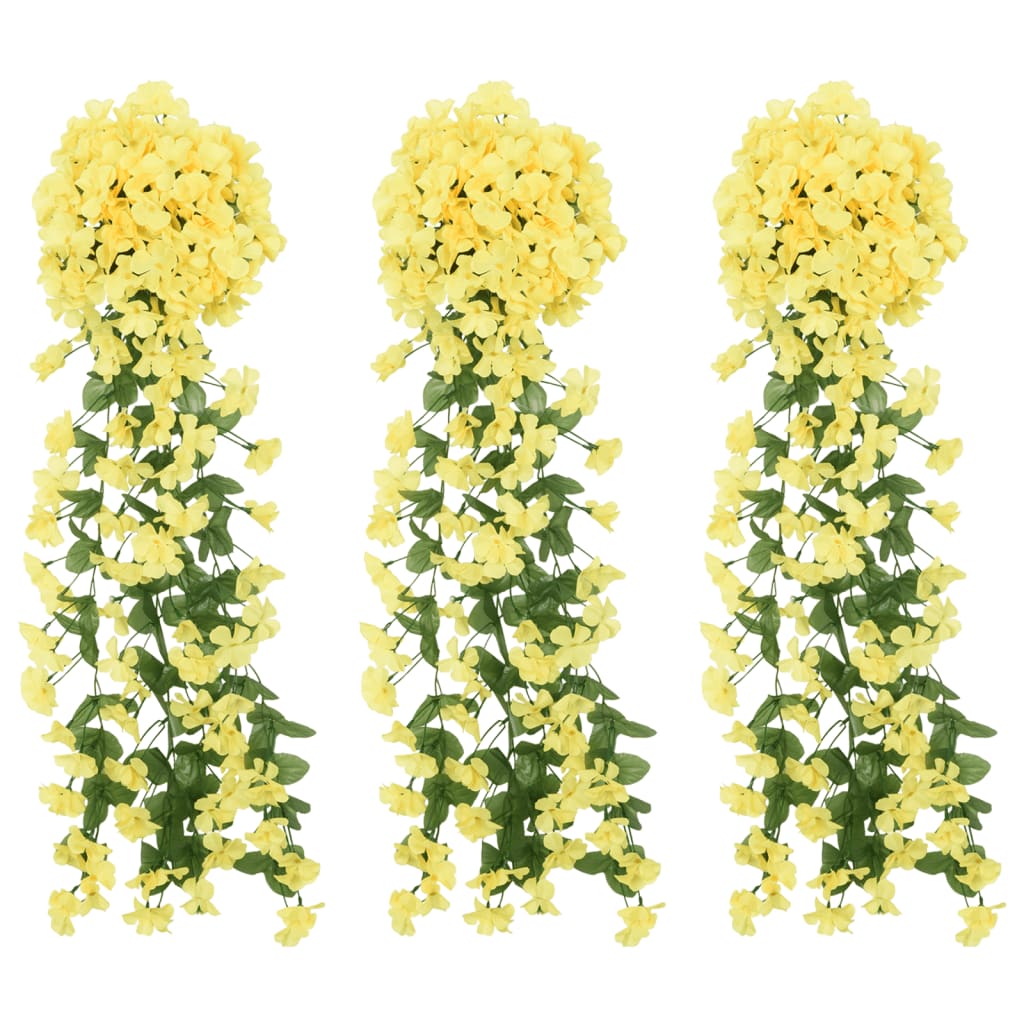 Berkfield Artificial Flower Garlands 3 pcs Yellow 85 cm