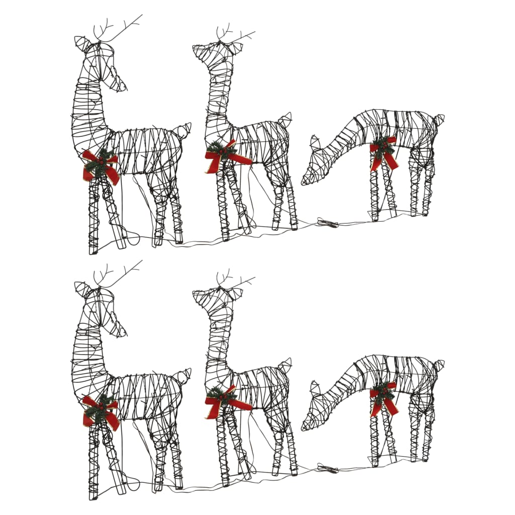 Berkfield Christmas Reindeer Families 2 pcs 180 LEDs Warm White Rattan