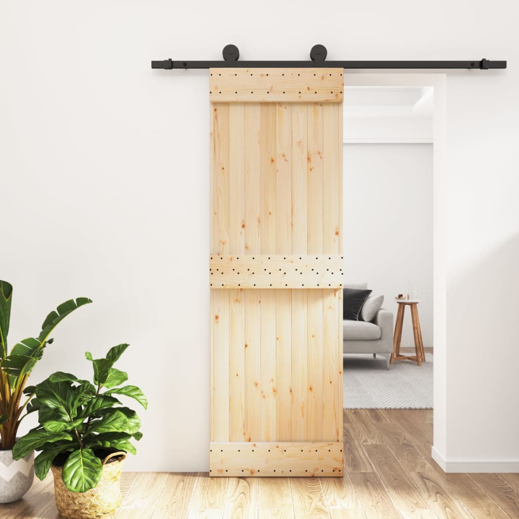 Berkfield Sliding Door with Hardware Set 70x210 cm Solid Wood Pine