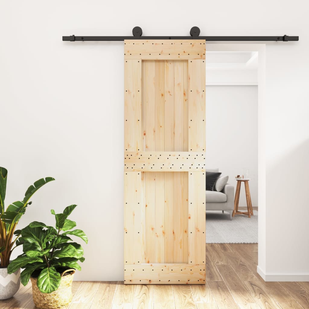 Berkfield Sliding Door with Hardware Set 70x210 cm Solid Wood Pine