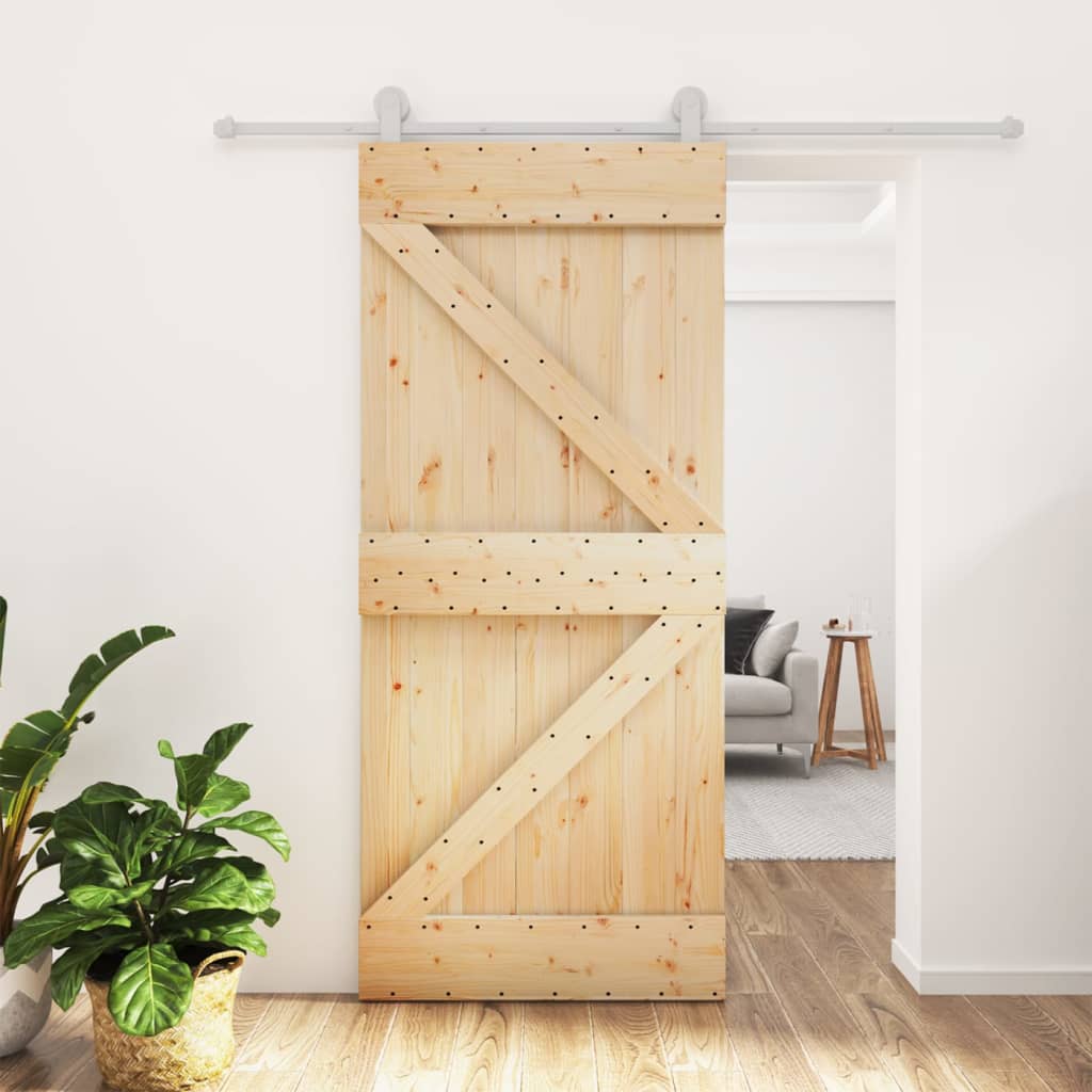 Berkfield Sliding Door with Hardware Set 90x210 cm Solid Wood Pine