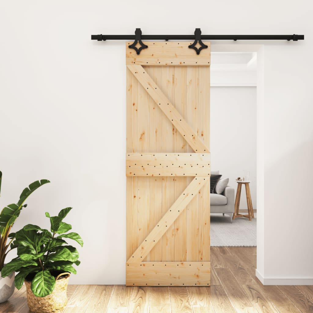 Berkfield Sliding Door with Hardware Set 70x210 cm Solid Wood Pine