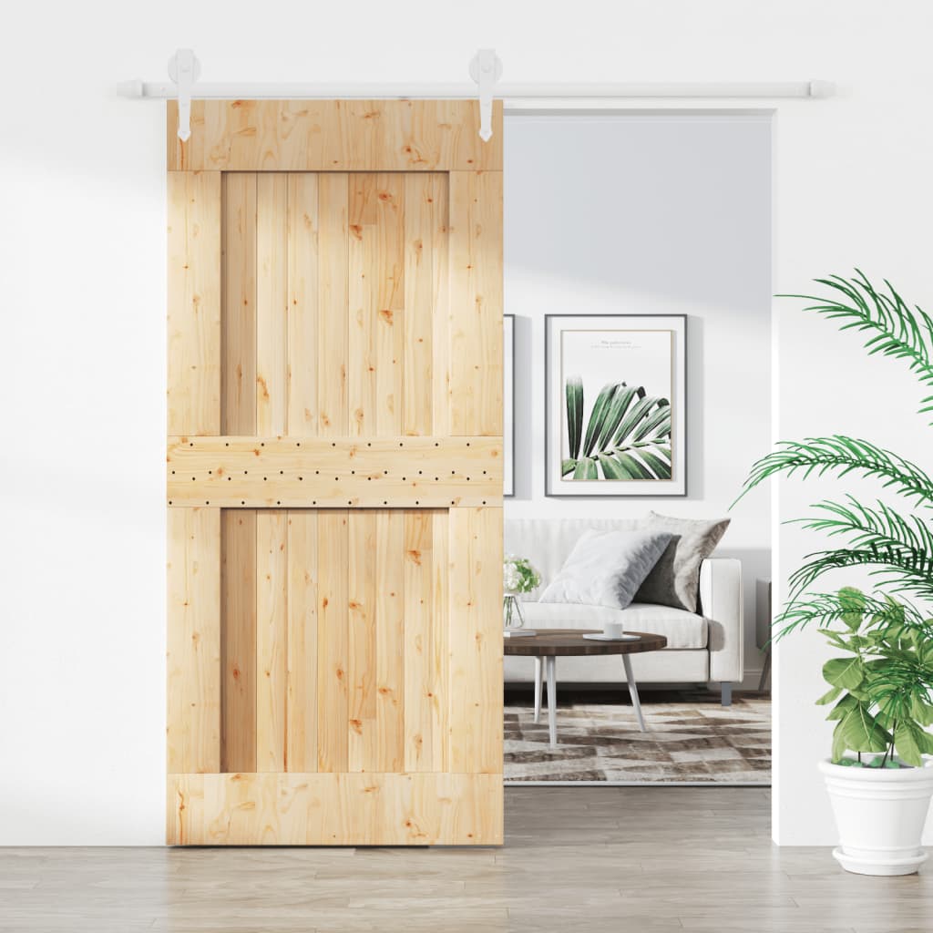 Berkfield Sliding Door with Hardware Set 100x210 cm Solid Wood Pine