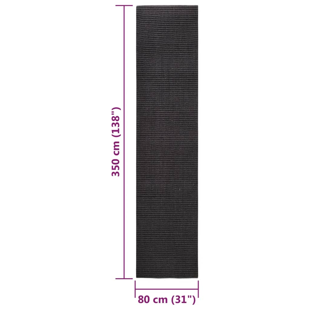 Berkfield Sisal Rug for Scratching Post Black 80x350 cm