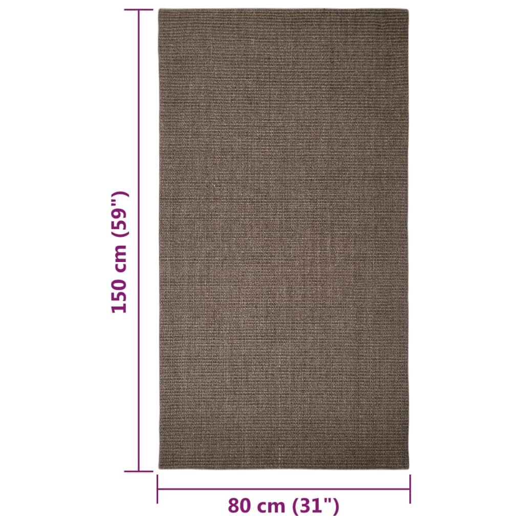 Berkfield Sisal Rug for Scratching Post Brown 80x150 cm