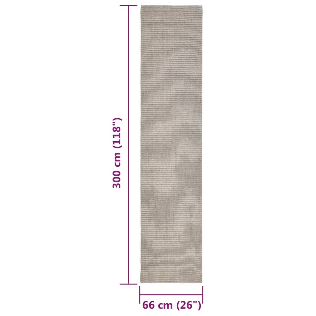 Berkfield Sisal Rug for Scratching Post Sand 66x300 cm