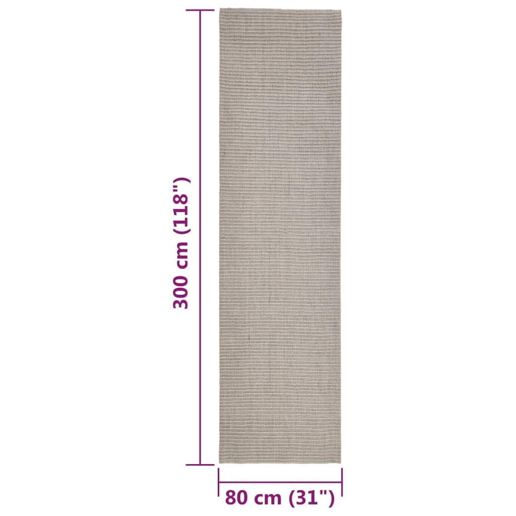Berkfield Sisal Rug for Scratching Post Sand 80x300 cm