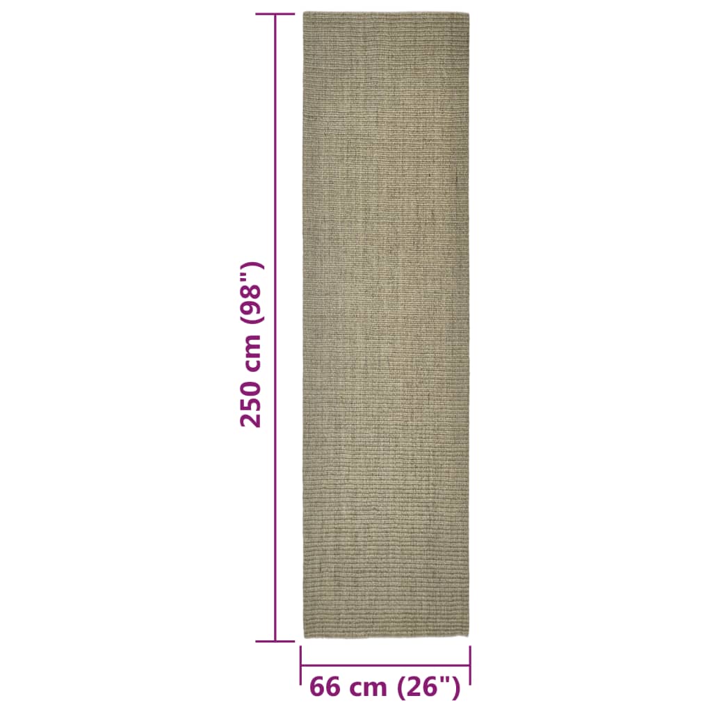 Berkfield Sisal Rug for Scratching Post Taupe 66x250 cm