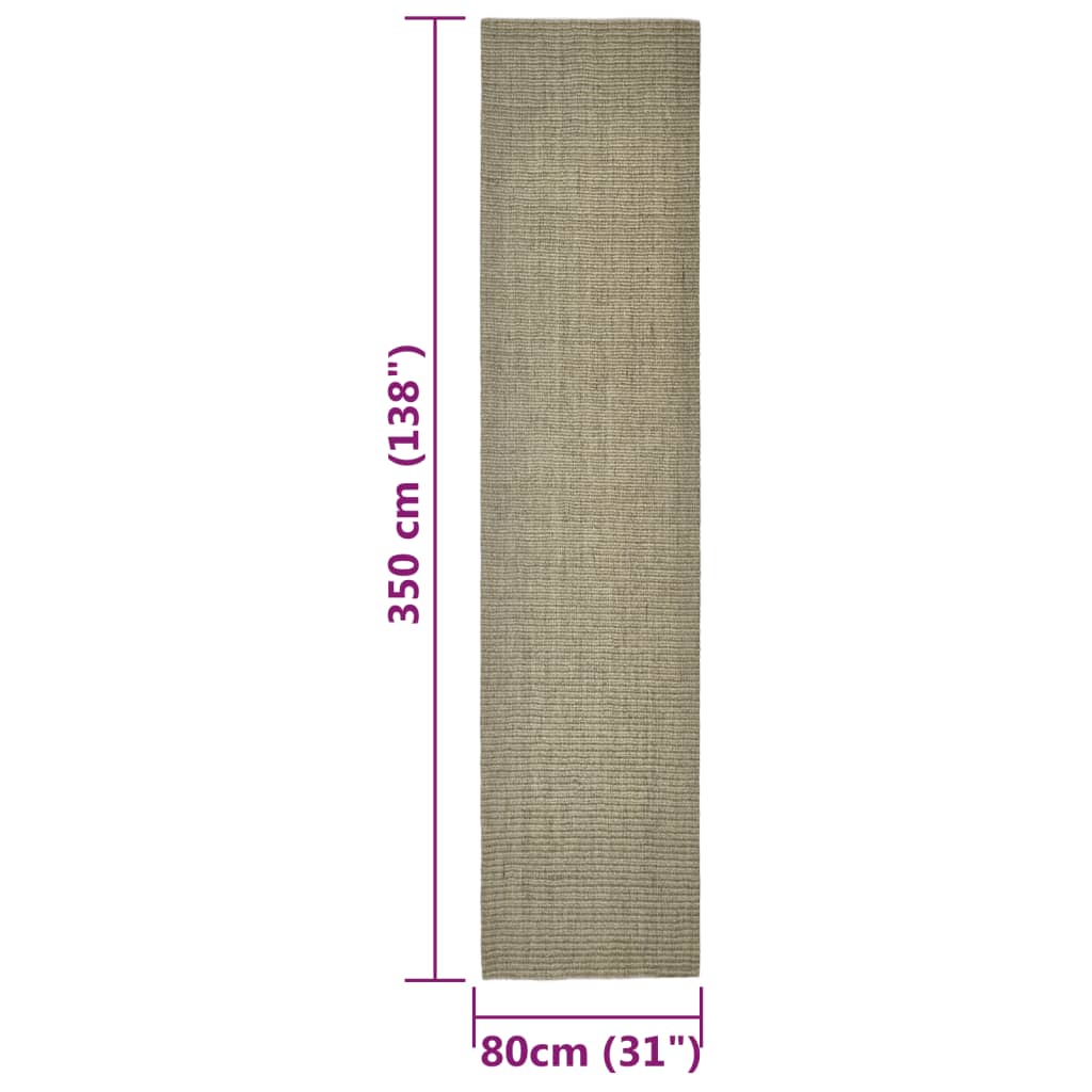 Berkfield Sisal Rug for Scratching Post Taupe 80x350 cm