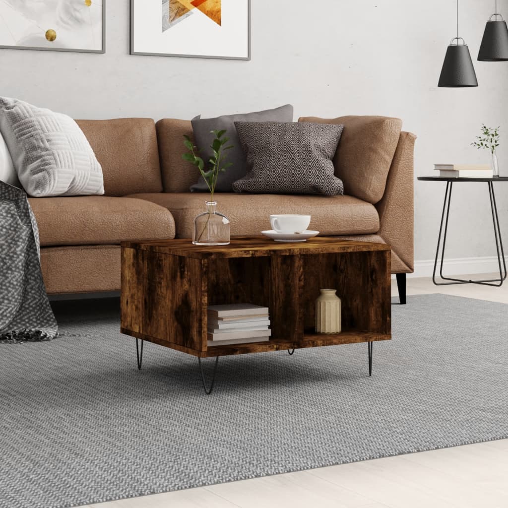 Berkfield Coffee Table Smoked Oak 60x50x36.5 cm Engineered Wood