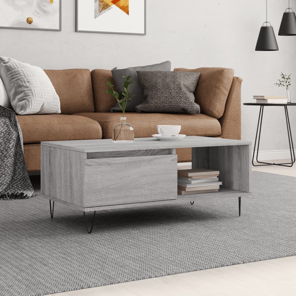 Berkfield Coffee Table Grey Sonoma 90x50x36.5 cm Engineered Wood
