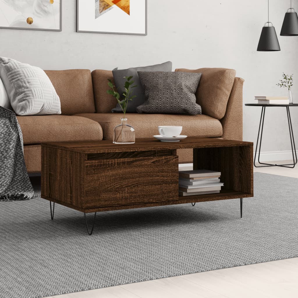 Berkfield Coffee Table Brown Oak 90x50x36.5 cm Engineered Wood