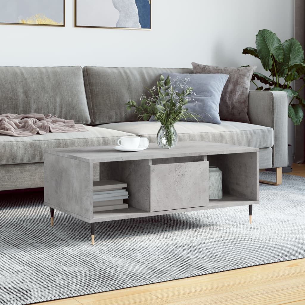 Berkfield Coffee Table Concrete Grey 90x50x36.5 cm Engineered Wood