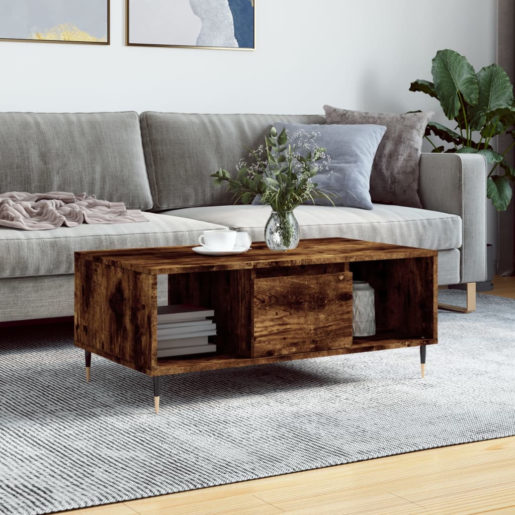 Berkfield Coffee Table Smoked Oak 90x50x36.5 cm Engineered Wood