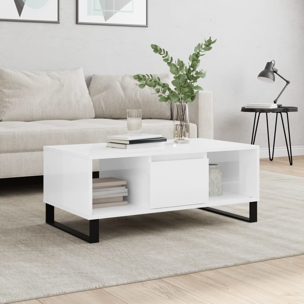 Berkfield Coffee Table High Gloss White 90x50x36.5 cm Engineered Wood