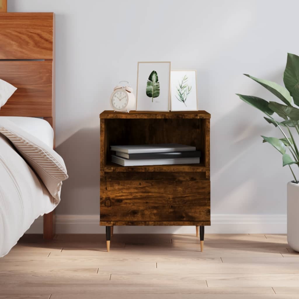 Berkfield Bedside Cabinet Smoked Oak 40x35x50 cm Engineered Wood