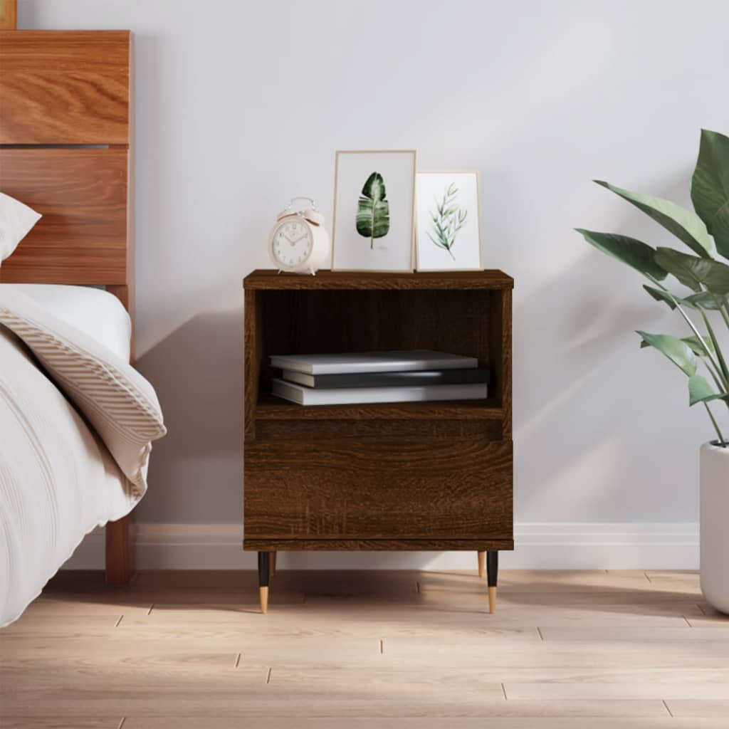 Berkfield Bedside Cabinet Brown Oak 40x35x50 cm Engineered Wood