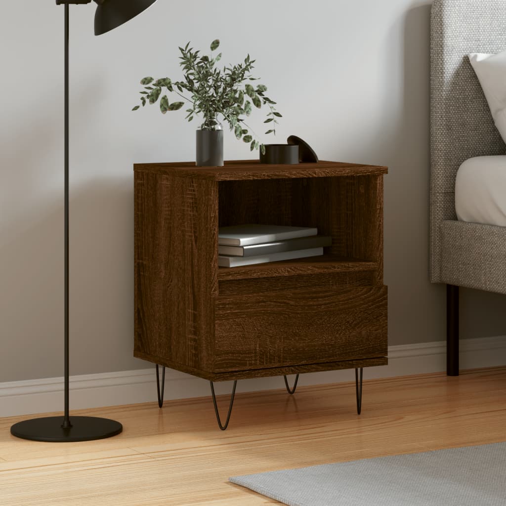 Berkfield Bedside Cabinet Brown Oak 40x35x50 cm Engineered Wood