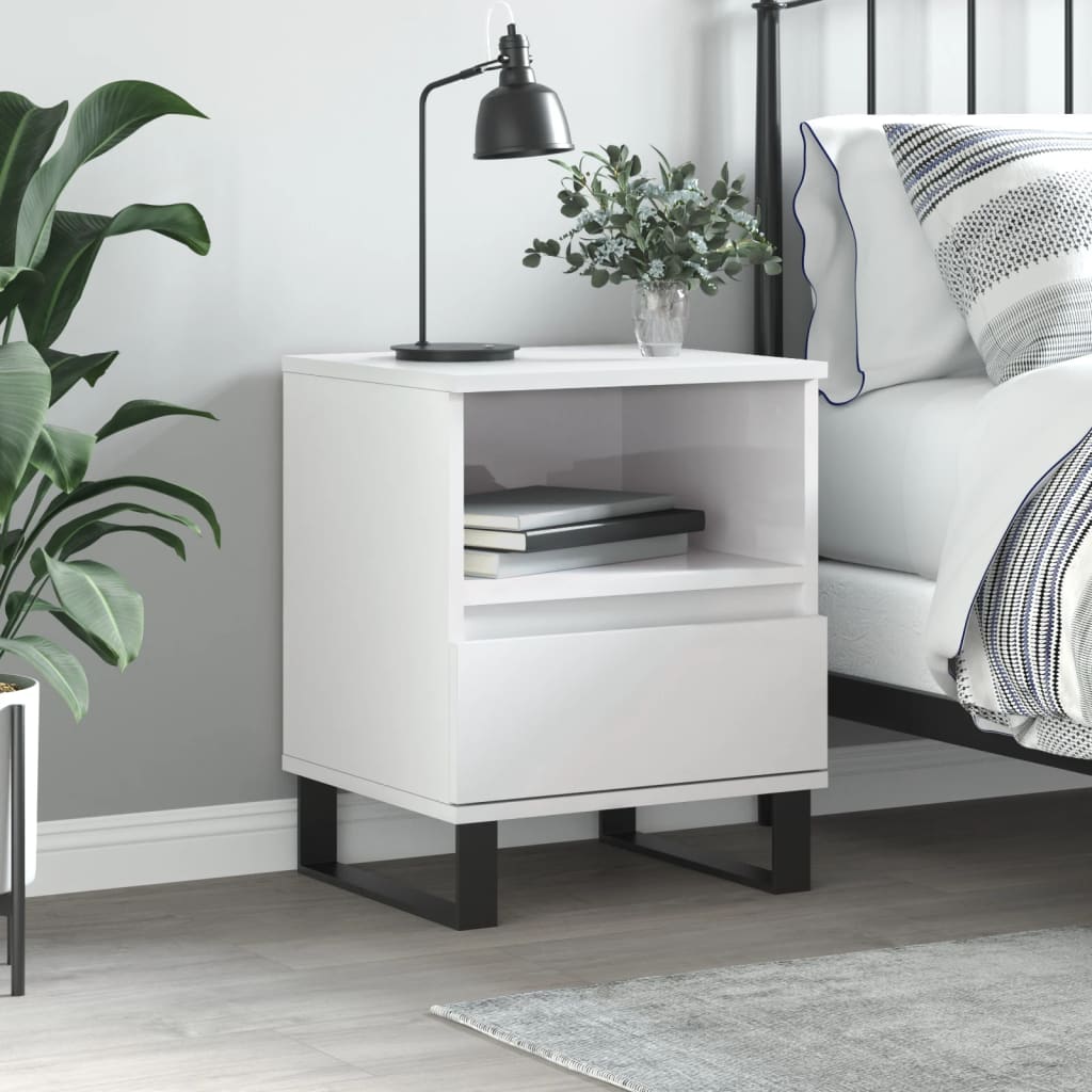 Berkfield Bedside Cabinet High Gloss White 40x35x50 cm Engineered Wood
