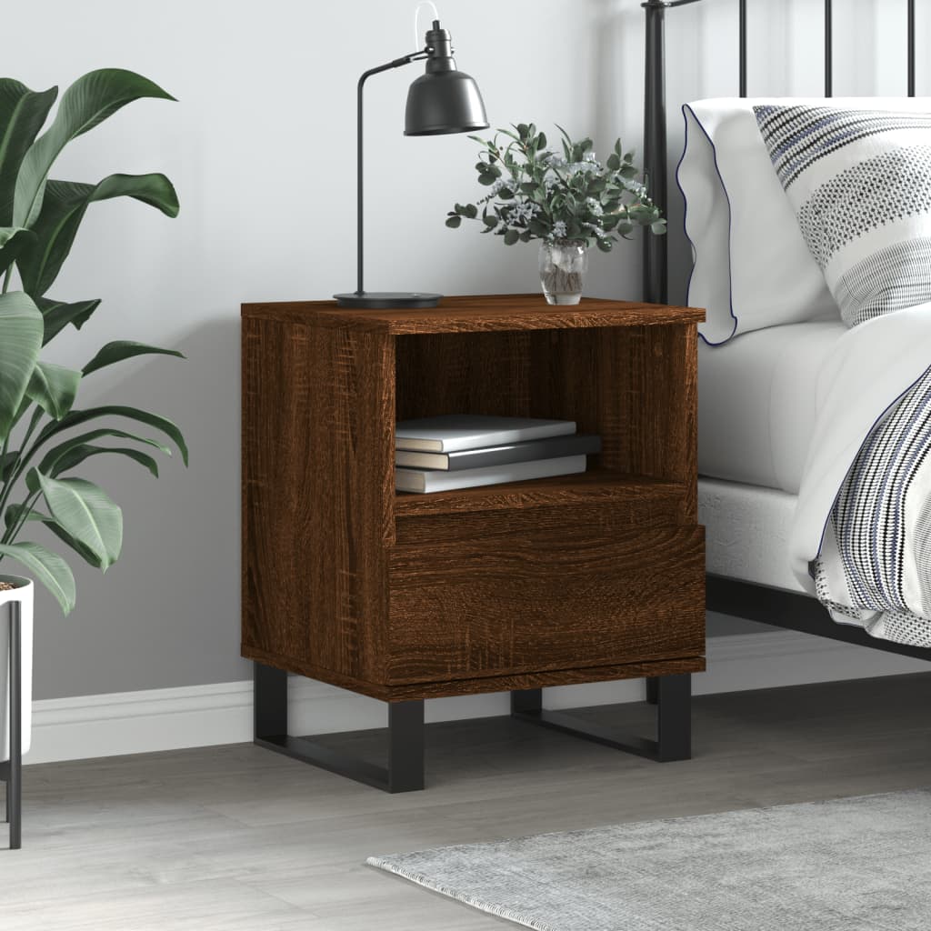Berkfield Bedside Cabinet Brown Oak 40x35x50 cm Engineered Wood