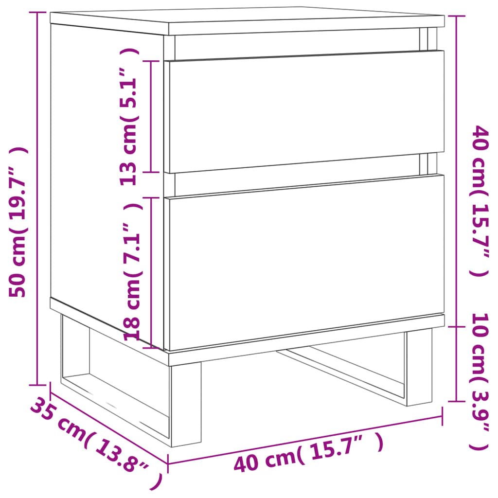 Berkfield Bedside Cabinet Sonoma Oak 40x35x50 cm Engineered Wood