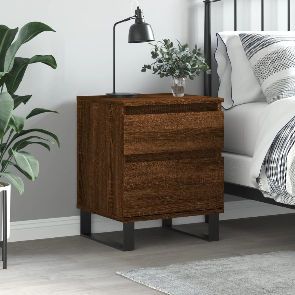 Berkfield Bedside Cabinet Brown Oak 40x35x50 cm Engineered Wood
